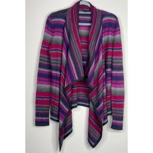 Lauren Ralph Lauren Aztec Striped Linen Blend Open Front Cardigan Womens Size XS
